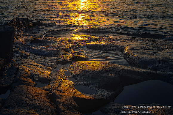 Sunrise with puddle, up close, Lake Superior, Oct. '23