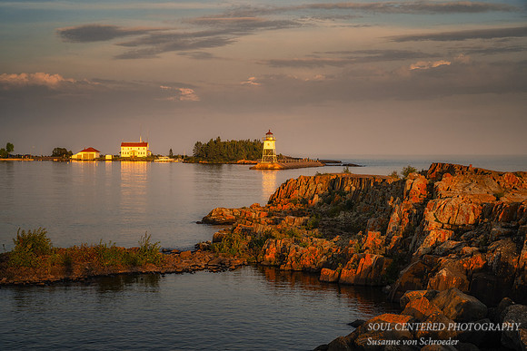 Grand Marais lighthouse in evening light, Oct. '23 1