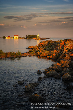 Grand Marais lighthouse in evening light, Oct. '23 2