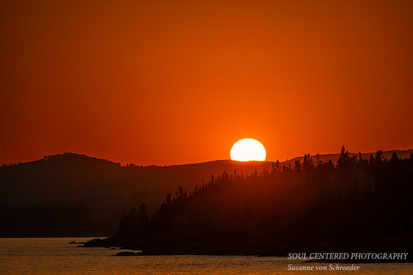 Lake Superior sunset, orange sky, Grand Marais 1