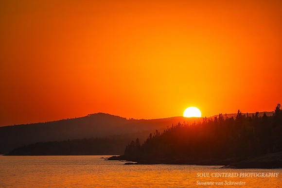 Lake Superior sunset, orange sky, Grand Marais 2