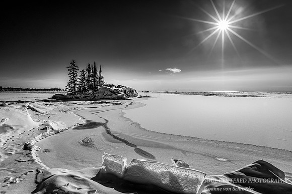 Sunny day at the Tombolo, B&W