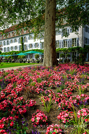 Flowers in front of old Bath Hotel in Ueberlingen