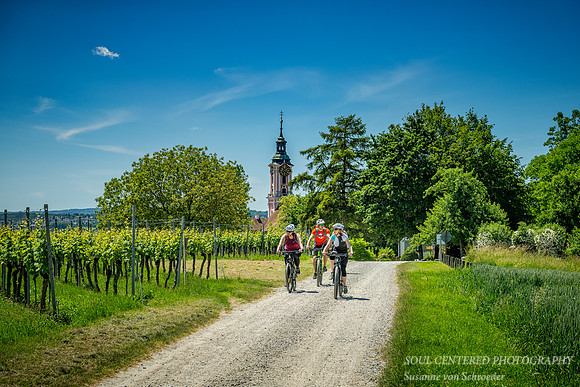 Cyclists near Birnau Basilica