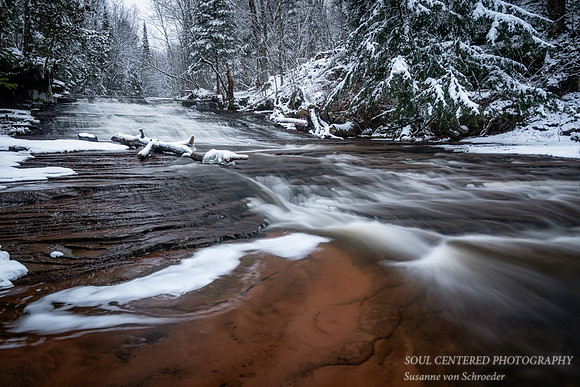 Siskiwit falls with fresh snow, Jan.'24 2