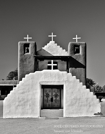 Taos Pueblo, church B&W