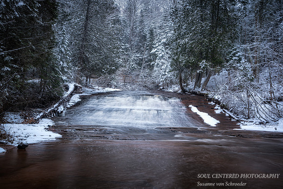 Siskiwit falls with fresh snow, Jan.'24 1