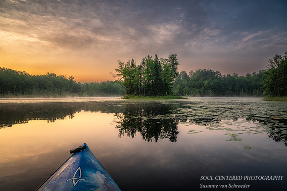 Kayaking at sunrise, Audie Lake, August '25 1