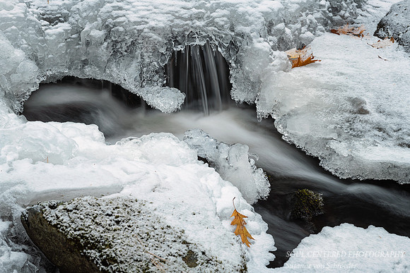 Ice, Rocks and waterfall