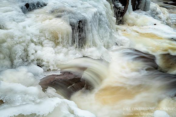 Gooseberry Upper Falls with ice, close-up