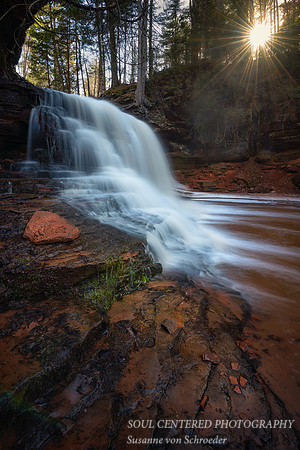 Lost Creek Falls with sunburst - March '21