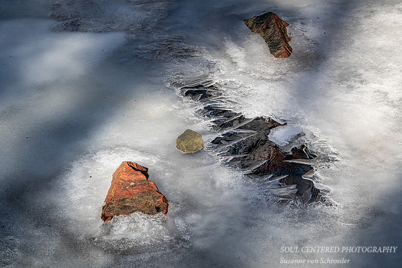 Ice patterns with rocks, Morgan Falls 2