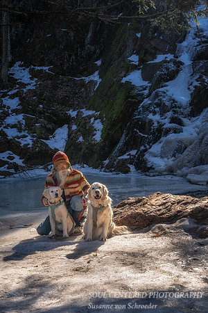 Buddies, Bill and pups at Morgan Falls, Febr. '24