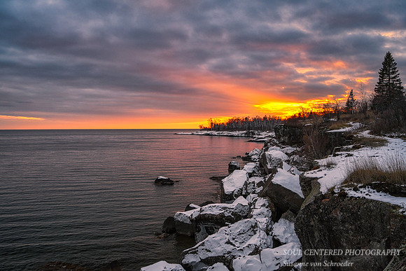 Sunset at Gooseberry Falls State Park 1, Nov. '21