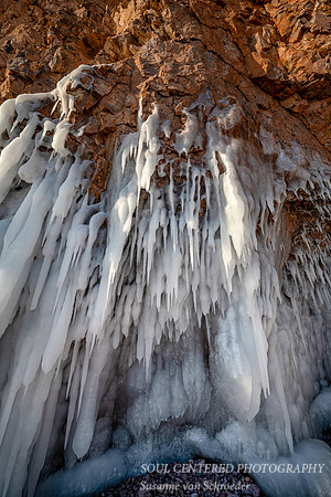 Icicles and red sandstone