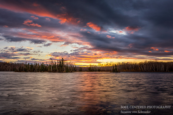 Sunset colors at Audie Lake, fall, Oct. '17