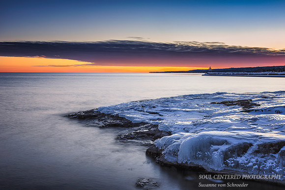 Sunset at Two Harbor's lighthouse point