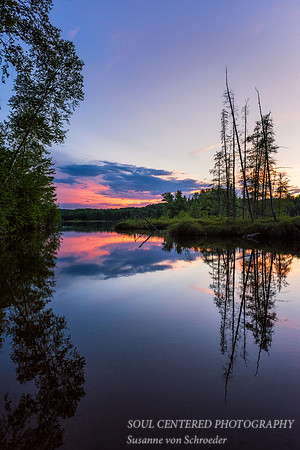 Sunset colors at Audie Lake's boat landing, vertical
