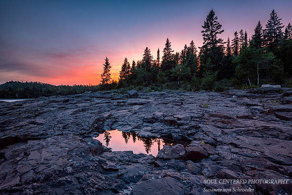 Sunset afterglow with reflections