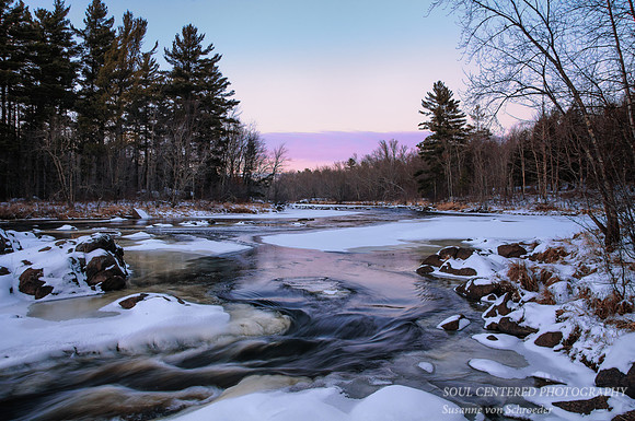 Pink Winter sunset, Flambeau river