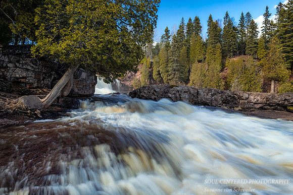 At Gooseberry Falls, rushing water, April '20