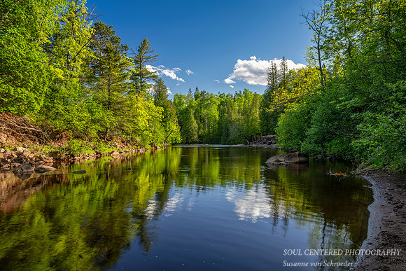 Gooseberry River with reflections, June 2020