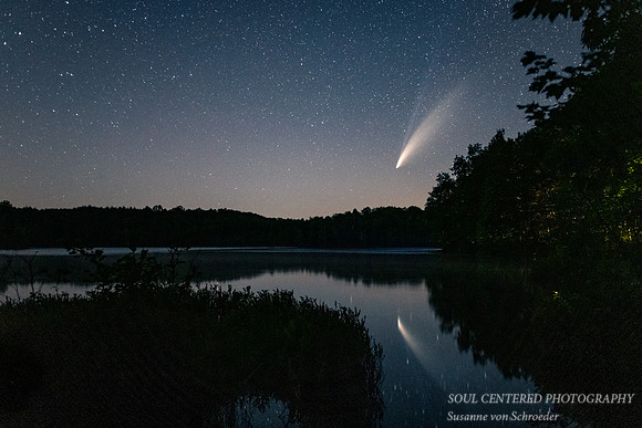 Comet Neowise with reflection, at Audie Lake, WI 2