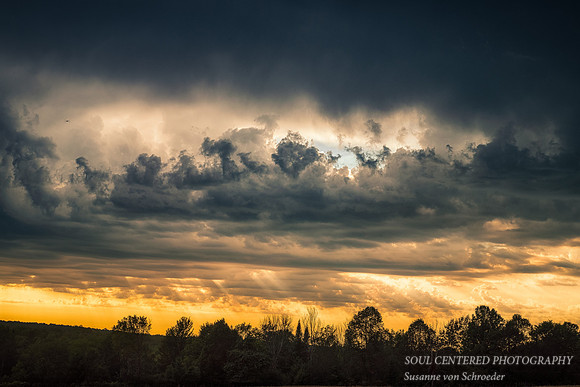 Dramatic sunset with clouds