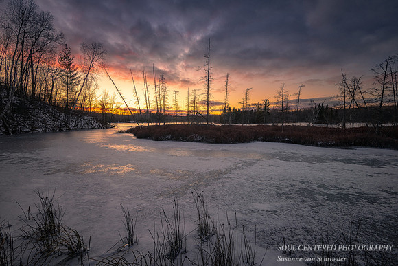 Audie Lake, November sunset, new ice 2020 2