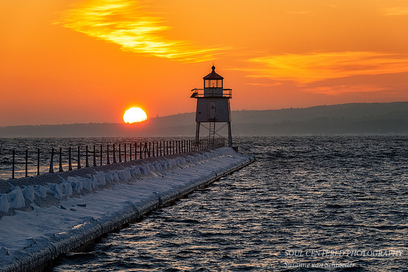 Sunset at Two Harbor's lighthouse, MN