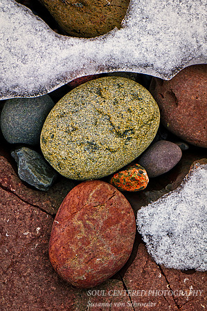Lake Superior rocks with ice
