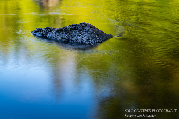 Rock in colorful water, Flambeau river 2