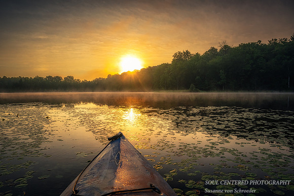 Kayaking at sunrise, Audie Lake, August '25 2