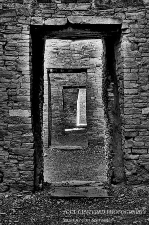 Chaco doorway, bw