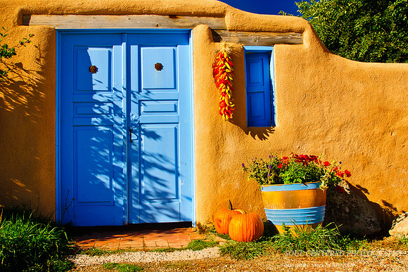 Chilli & blue door, Taos