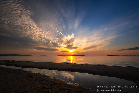 Sunrise with reflections, Lake Superior near Bayfield