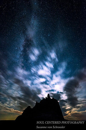 Moonlit clouds and Milky Way
