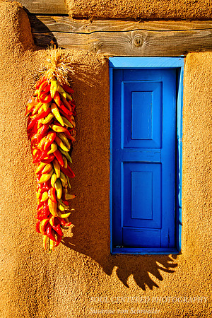 Chilli & blue window, Taos