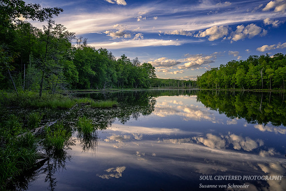 Blue Sky and cloud reflections, Perch Lake