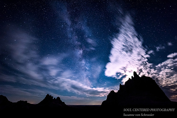 Moonlit clouds and stars