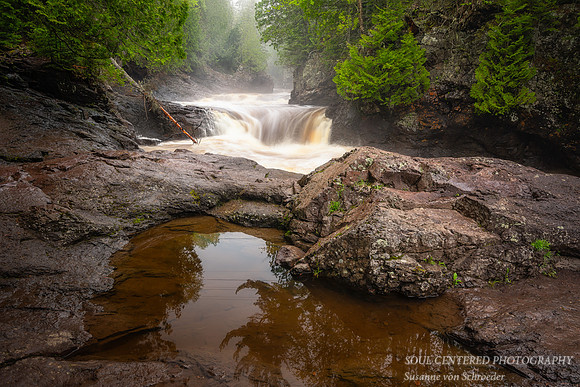 Cascade river and falls, foggy June day, '24