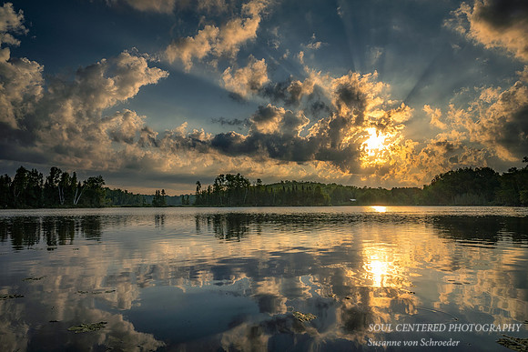 Sunrise with clouds, early July, Audie Lake 1