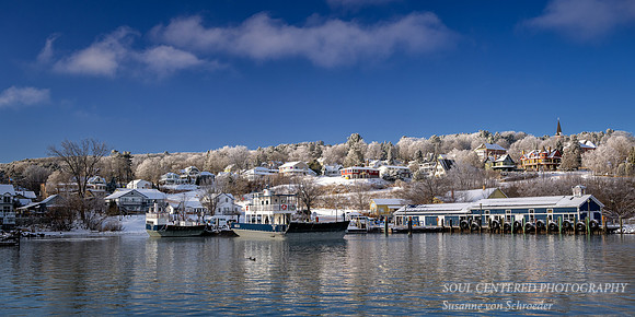 Bayfield, WI with snow, Dec. '24, panorama
