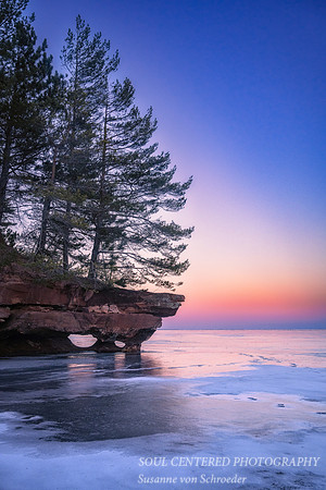 Lake Superior shoreline at dusk, near Washburn, WI
