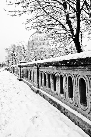 Bahai temple & bridge, BW