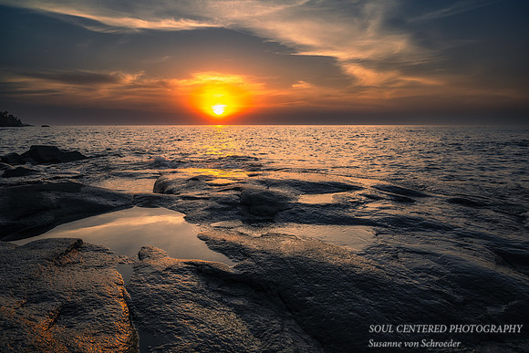 Sunrise with puddle, Lake Superior, Oct. '23 4
