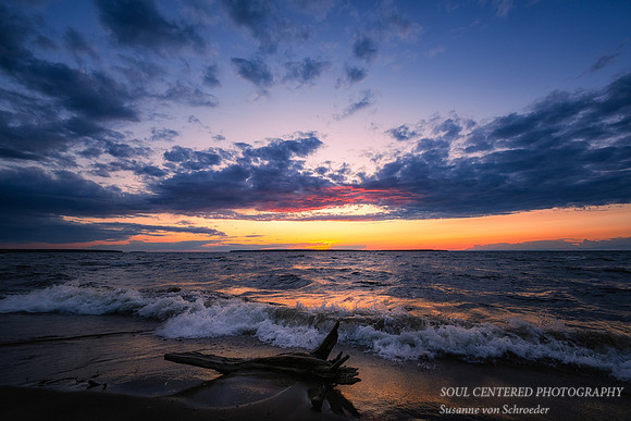 Sunset with waves, near Sand Bay, Lake Superior 5
