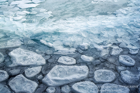 Pancake ice and ice shards