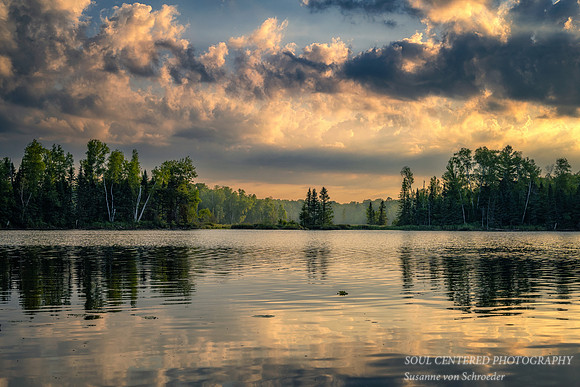Sunrise with clouds, early July, Audie Lake