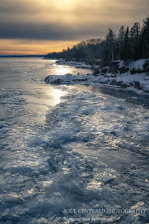 Ice shards in evening light, Madeline Island, March '22 1